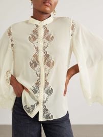 Chloe Silk Georgette Lace Shirt at Net a Porter