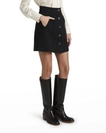 Chloe Speckled Button Front A Line Mini Skirt at Neiman Marcus