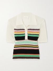 Chloe Striped crochet paneled wool polo shirt at Net a Porter