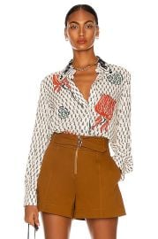 Chloe Tulip Print Blouse in Seedpearl Beige FWRD at FWRD