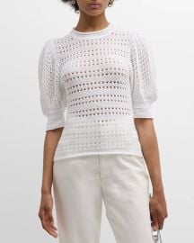 Chloe x High Summer Crochet Puff Sleeve Top at Neiman Marcus