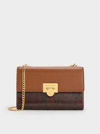 Chocolate Snake Print Chain-Strap Bag - CHARLES KEITH US at Charles & Keith