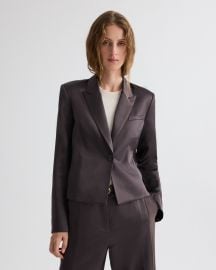Chocolate torte Sawyer Blazer in Shiny Viscose Wool Satin TWP at TWP