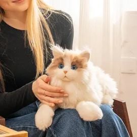 Chongker Stuffed Animals Handmade Realistic Cat Plush Toy for Elderly Adults Women Kids Cat Pet Lover Surprise Gifts at Amazon