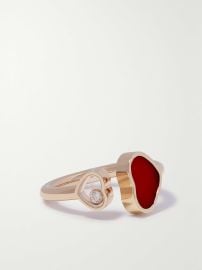 Chopard Happy 18 karat Rose Gold Carnelian and Diamond Ring at Net a Porter
