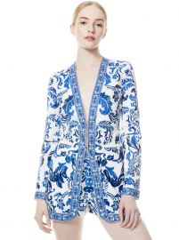 Chriselle Embroidered Longline Blazer by Alice Olivia at Alice and Olivia