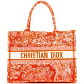 Christian Dior Book Tote Embroidered Canvas Medium Orange 23047412 at Rebag