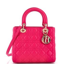 Christian Dior Lady Dior Bag Cannage Quilt Lambskin Medium Pink 2414945 at Rebag