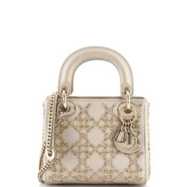 Christian Dior Lady Dior Chain Bag Crystal Embellished Cannage Quilt Leather Mini Gold 3884451 at Rebag