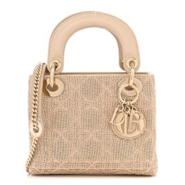 Christian Dior Lambskin Cannage Beaded Embroidered Mini Lady Dior Caramel Beige 1363372 FASHIONPHILE at Fashionphile