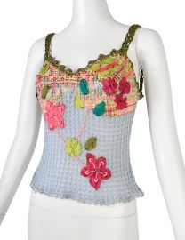 Christian Lacroix Vintage SS 2000 Baby Blue Multicolor Floral Embellis Amarcord Vintage Fashion at Amarcord Vintage Fashion
