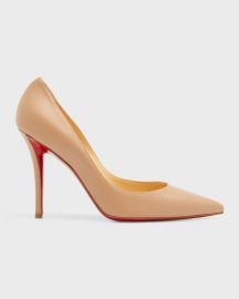 Christian Louboutin Apostrophy Leather Pointed Red-Sole Pumps at Neiman Marcus