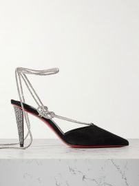 Christian Louboutin Astrid 85 crystal embellished suede pumps at Net a Porter