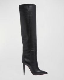 Christian Louboutin Astrilarge Botta Red Sole Two-Tone Leather Knee-High Boots at Neiman Marcus