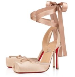 Christian Louboutin Cassia Lace Up 100 Blush Nude Tie Ballet Sandal Heel Pump 41 eBay at eBay