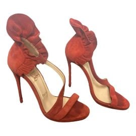 Christian Louboutin Colankle Ruffle Suede Heels at Vestiaire Collective