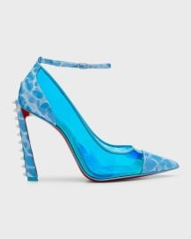 Christian Louboutin Debout Condorapik Red-Sole Water-Print Pumps at Neiman Marcus