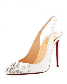 Christian Louboutin Drama Sling 100mm Spike Leather Red Sole Pumps at Neiman Marcus