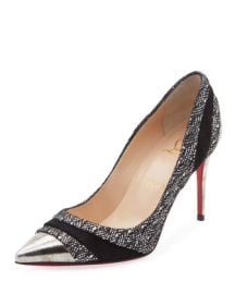 Christian Louboutin Eklectica Metallic Mixed Media Red Sole Pumps at Neiman Marcus