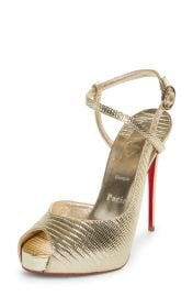 Christian Louboutin Jenlove Lizard Embossed Metallic Sandal at Nordstrom