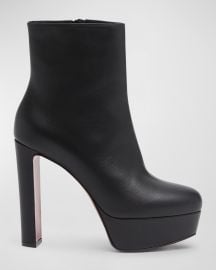 Christian Louboutin Loo Leather Red Sole Platform Booties at Neiman Marcus