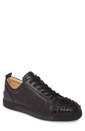 Christian Louboutin Louis Junior Spikes Sneaker in Black/Black at Nordstrom