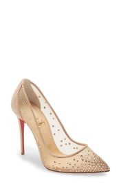 Christian Louboutin Mini Glitter Follies Strass Pump in Light Silk Size 5.5Us at Nordstrom