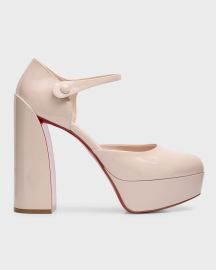 Christian Louboutin Movida Patent Red Sole Platform Pumps at Neiman Marcus