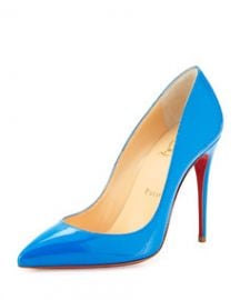 Christian Louboutin Pigalle Follies Point-Toe Red Sole Pump Blue at Neiman Marcus