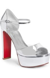 Christian Louboutin Sandaloo Metallic Peep Toe Sandal in Silver at Nordstrom