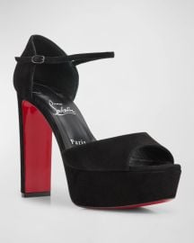 Christian Louboutin Sandaloo Suede Red Sole Platform Sandals at Neiman Marcus