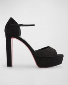 Christian Louboutin Sandaloo Suede Red Sole Platform Sandals at Neiman Marcus
