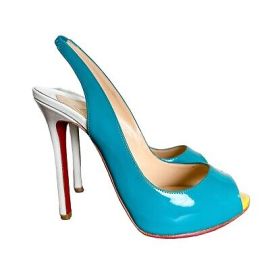 Christian Louboutin Womenaposs Sz 355 US 55 Flo Sling 120 Caraibes Patent Heels eBay at eBay