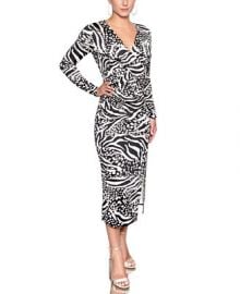 Christian Siriano New York Printed Twist-Front Midi Dress  Reviews - Dresses - Women - Macys at Macys