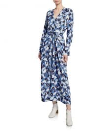 Christian Wijnants Darka Tie-Front Floral Long-Sleeve Dress at Neiman Marcus