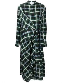 Christian Wijnants Plaid Check Wrap Silk Dress - Farfetch at Farfetch