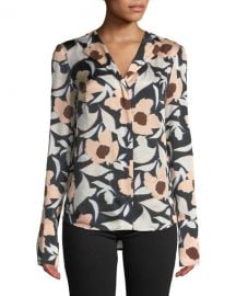 Christian Wijnants Tarani Floral Silk Charmeuse Button-Down Top at Neiman Marcus