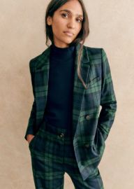 Christie Jacket - Navy Tartan - Wool - Szane at Sezane