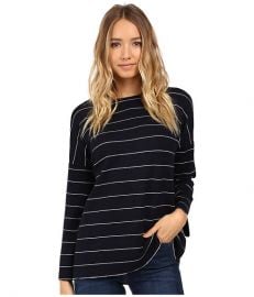 Christin Michaels Angelie Boat Neck Sweater Navy White at Zappos