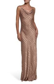 Christine Cowl Neck Burnout Satin Gown at Nordstrom
