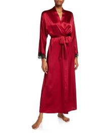 Christine Lingerie Bijou Lace-Trim Long Robe at Neiman Marcus