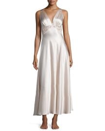 Christine Lingerie Bijoux Lace-Inset Silk Gown at Neiman Marcus