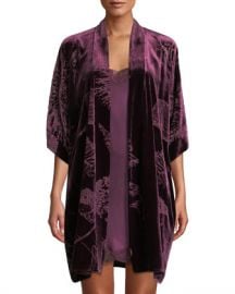 Christine Lingerie Faberge Floral Velvet Short Robe at Neiman Marcus