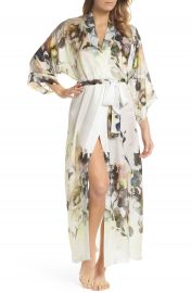 Christine Lingerie Floral Print Silk Robe at Nordstrom