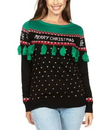 Christmas Tree Tassel Ugly Christmas Sweater Women39s Christmas Outfits Tipsy Elves at Tipsy Elves