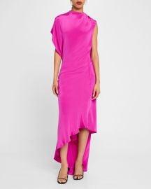 Christopher Esber Draped Cusco Silk Open-Back Midi Dress at Neiman Marcus