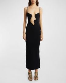 Christopher Esber Salacia Plunging Wavy U-Ring Sleeveless Maxi Dress at Neiman Marcus