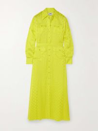 Christopher John Rogers Belted polka dot satin jacquard maxi shirt dress at Net a Porter