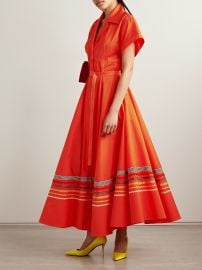 Christopher John Rogers Belted ric rac and grosgrain trimmed cotton twill maxi shirt dress at Net a Porter