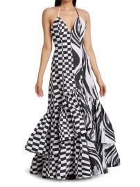 Christopher John Rogers Graphic Cotton Halter Maxi Dress  SaksFifthAvenue at Saks Fifth Avenue